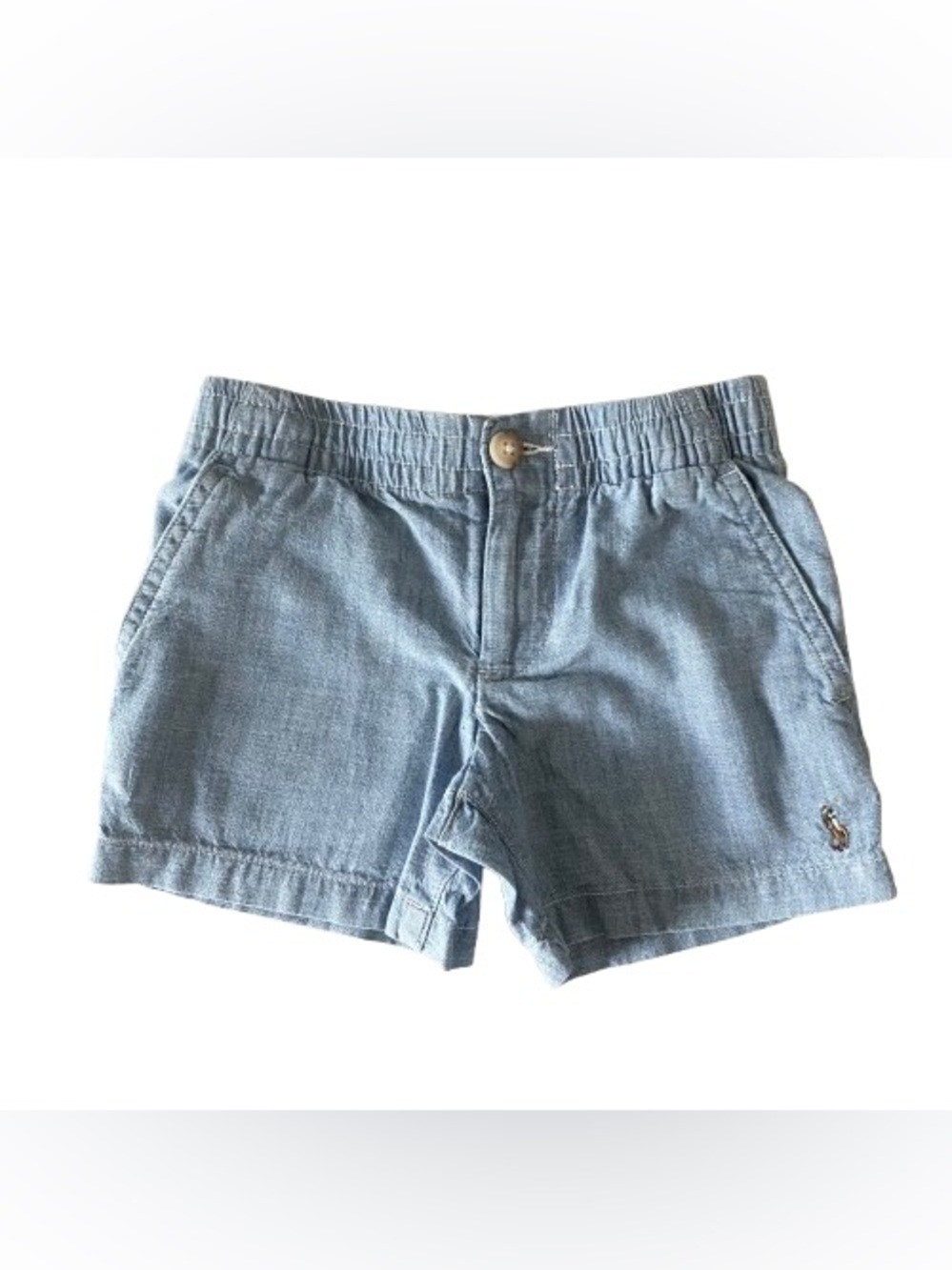 POLO Ralph Lauren Chambray Blue Shorts 100% Cotton Elastic Waistband Boys Sz 2